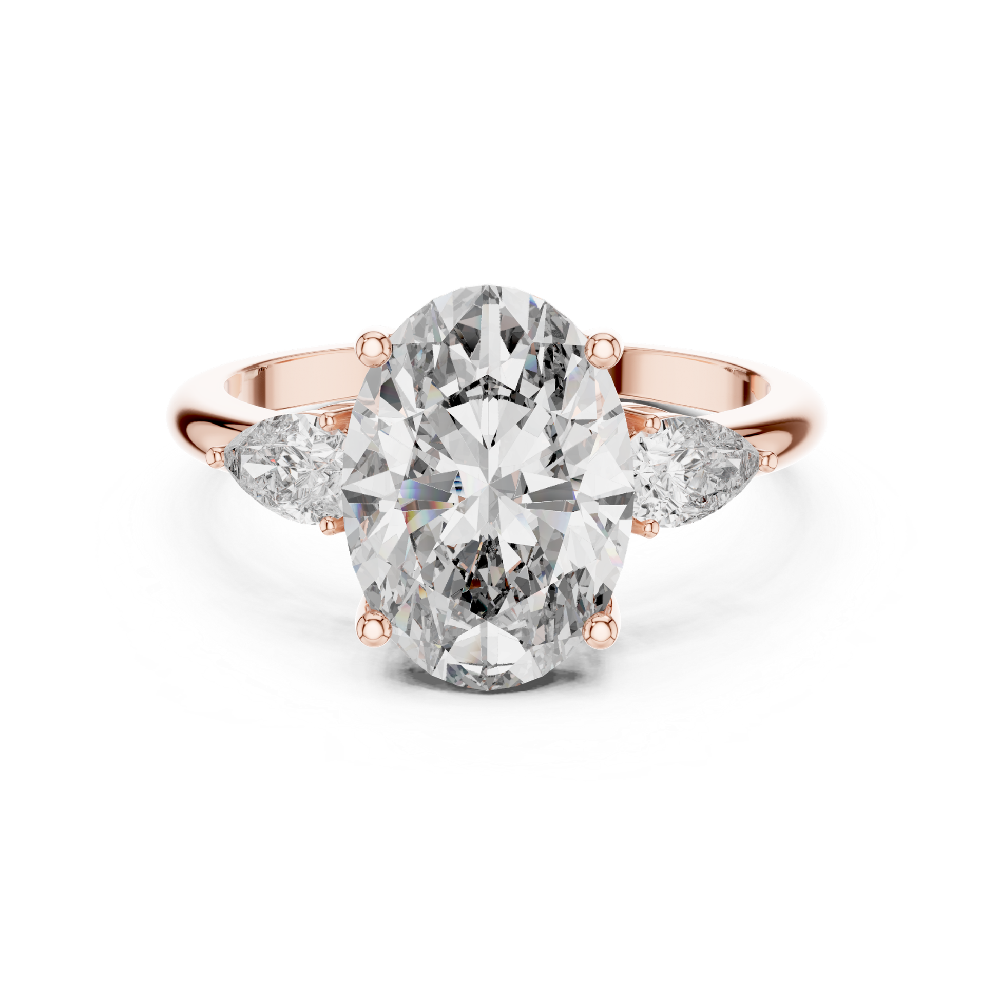 Rose gold oval diamond ring with pear accents
Rose gold oval and pear diamond ring
Oval diamond ring with pear side diamonds
Rose gold oval solitaire with pear diamonds
Oval center diamond ring in rose gold
Pear accent diamond ring in rose gold
Rose gold oval diamond statement ring
Oval diamond ring with tapered pear stones
Rose gold oval center diamond ring
Rose gold pear accent engagement ring