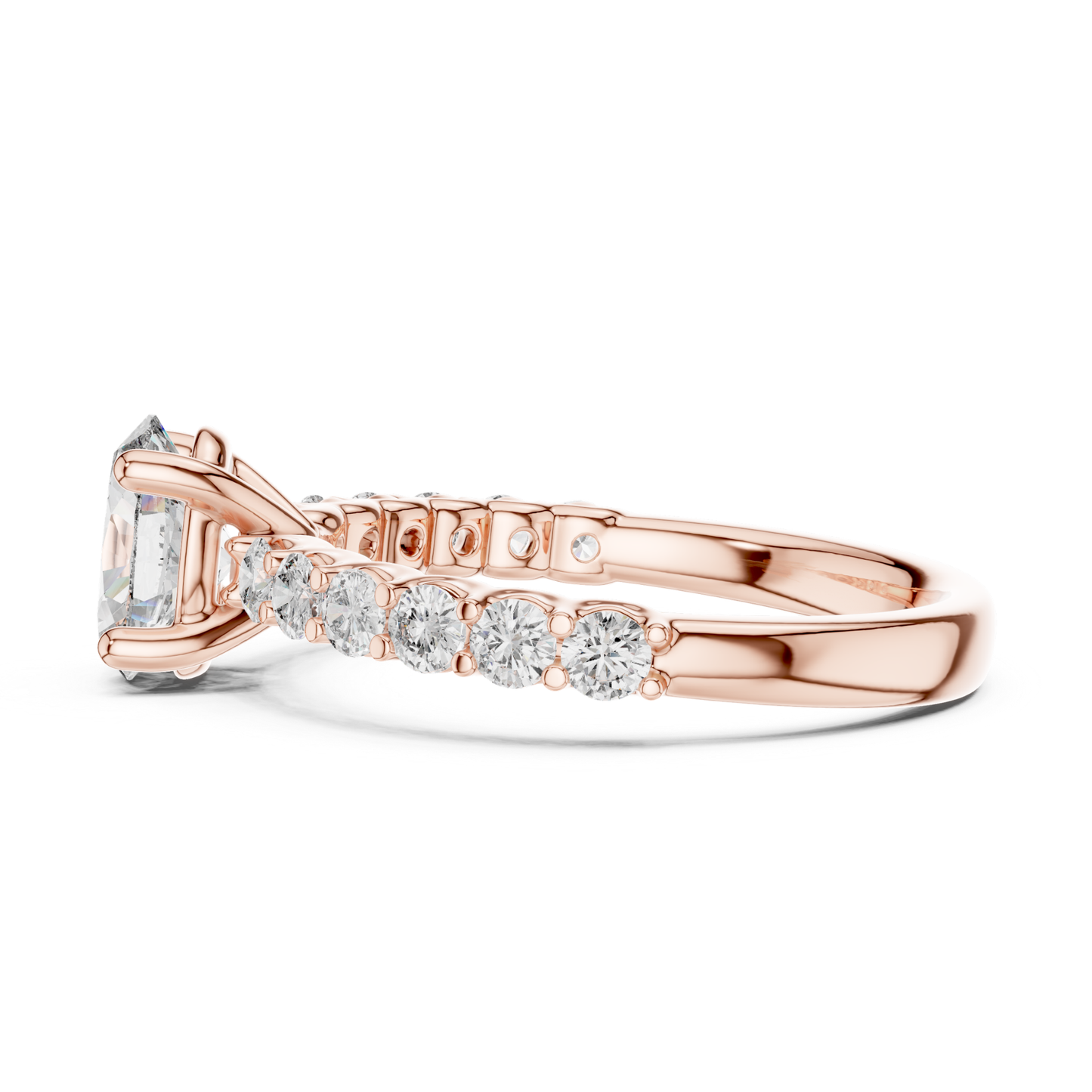 Rose gold oval diamond side stone engagement ring
Oval diamond engagement ring with rose gold band
Rose gold oval cut diamond ring with side stones
Oval center diamond ring in rose gold setting
Rose gold diamond engagement ring with accent stones
Oval diamond side view ring in rose gold
Rose gold oval solitaire ring with diamond accents
Oval diamond pave band ring in rose gold
Rose gold oval diamond ring with prong setting
Oval diamond side stone ring in rose gold