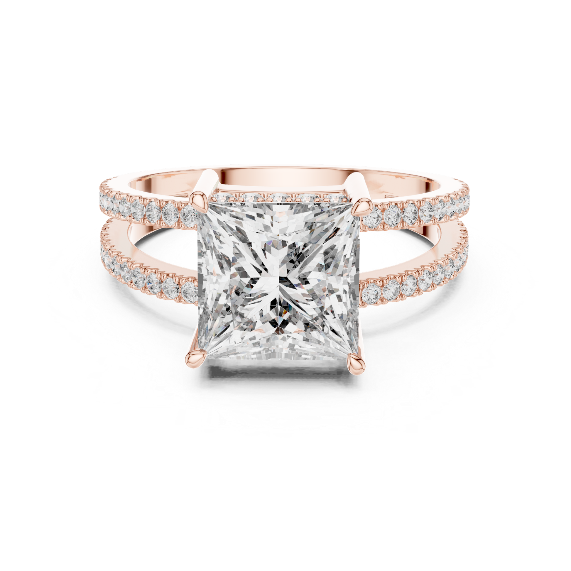 Rose gold princess cut diamond split shank ring
Large princess diamond ring with double pave band
Rose gold engagement ring with princess cut center stone
Split shank diamond ring with square solitaire diamond
Elegant rose gold ring with pave diamond bands
Princess cut solitaire ring with slim split shank
Fine rose gold diamond ring with four prong setting
Modern split band ring with princess cut diamond
Rose gold statement ring with pave accent diamonds
Princess diamond engagement ring
