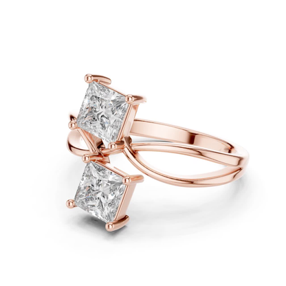 Side view princess cut diamond bypass ring in rose gold
Rose gold bypass ring with princess diamonds
Double princess cut diamond ring side profile
Rose gold crossover ring with princess diamonds
Modern princess diamond bypass ring in rose gold
Rose gold split bypass ring with diamonds
Elegant rose gold princess diamond ring
Open bypass diamond ring in rose gold
Minimal rose gold crossover diamond ring
Rose gold double princess diamond ring