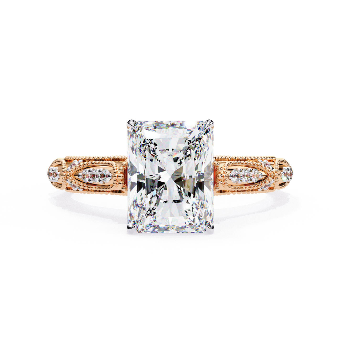 Rose gold radiant cut diamond ring
Radiant cut diamond rose gold
Rose gold radiant cut center
Radiant cut diamond rose band
Rose gold radiant setting
Radiant cut diamond front view
Rose gold band radiant cut
Radiant cut diamond ring rose
Rose gold radiant cut design
Radiant cut diamond rose gold ring