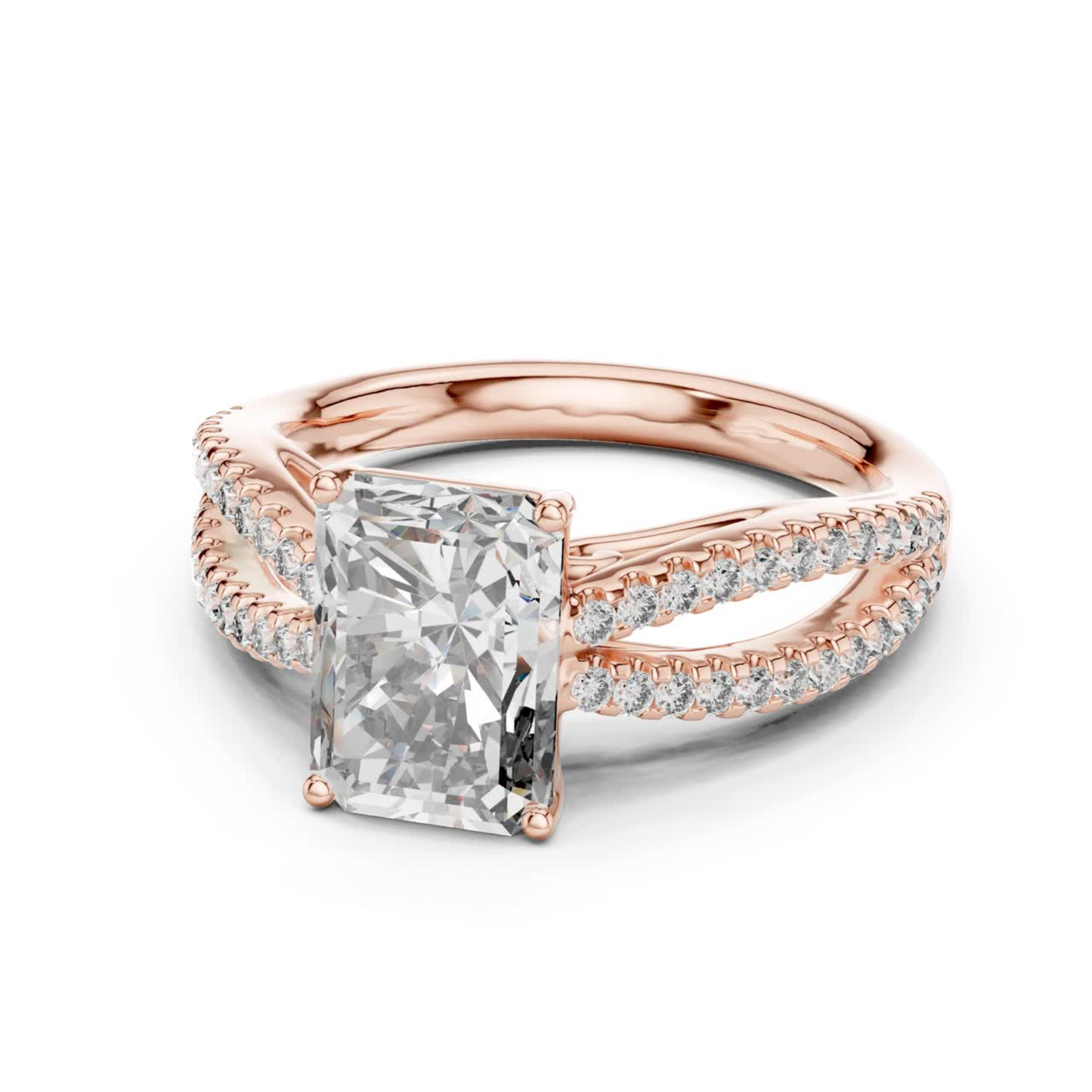 Side view radiant cut diamond ring in rose gold
Rose gold radiant diamond ring side angle
Radiant cut diamond side profile ring with split band
Rose gold radiant diamond ring with pave shank
Side angle radiant diamond bridal ring in rose gold
Rose gold radiant cut ring with double pave band
Elegant side view radiant diamond ring
Radiant center stone ring with split shank side profile
Rose gold radiant diamond ring with pave detailing
Luxury radiant cut diamond side view ring in rose gold