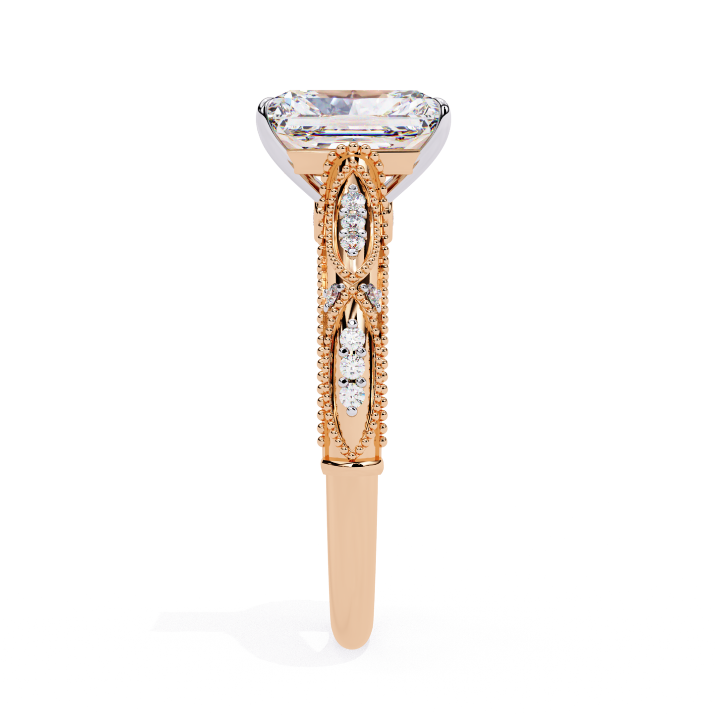 Rose gold radiant cut ring side
Radiant cut diamond side view
Rose gold radiant cut profile
Radiant cut diamond ring side
Rose gold ring radiant cut side
Radiant cut setting side view
Rose gold radiant cut band side
Radiant cut diamond side angle
Rose gold ring radiant design
Radiant cut rose gold side
