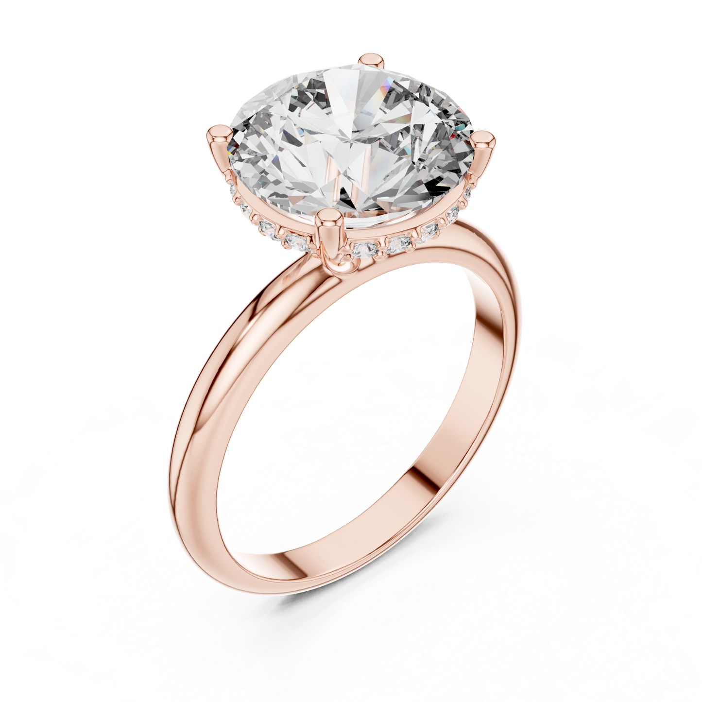 Rose gold round brilliant solitaire ring perspective view
Rose gold four prong round brilliant ring
Round brilliant diamond ring with hidden halo
Perspective view of round brilliant solitaire ring
Rose gold hidden halo diamond ring
Lab grown round brilliant solitaire ring
Rose gold ring with round brilliant center stone
Classic round brilliant ring in rose gold
Four prong round brilliant engagement ring
Rose gold polished round brilliant solitaire ring