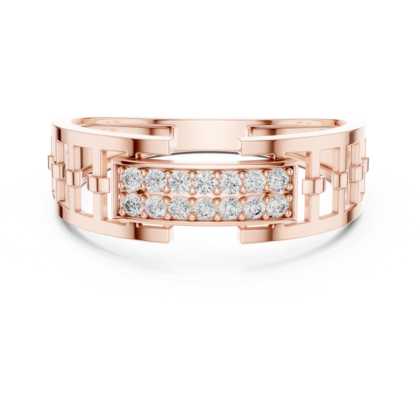 Rose gold round diamond designer band ring
Luxury rose gold ring with round diamonds
Elegant rose gold diamond fashion band ring
Stylish rose gold ring with pave diamond detailing
Premium rose gold modern diamond ring
High polish rose gold statement ring with diamonds
Designer rose gold ring featuring round cut diamonds
Bold rose gold geometric diamond band ring
Modern rose gold luxury diamond jewelry ring
Exclusive rose gold pave diamond designer ring