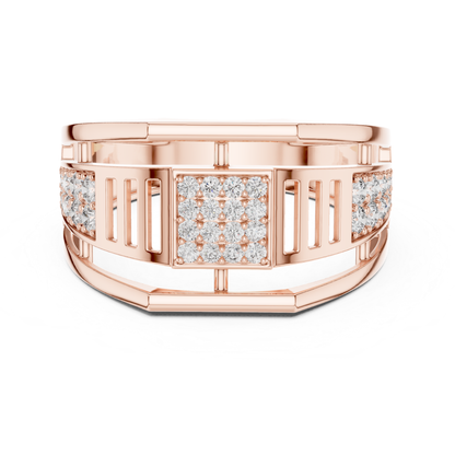 Rose gold geometric band ring with round diamonds
Modern rose gold diamond statement ring design
Elegant rose gold open style diamond band
Rose gold square cluster diamond fashion ring
Luxury rose gold wide band ring for women
Stylish rose gold round diamond designer ring
Fine jewelry rose gold geometric diamond ring
Handmade rose gold diamond band closeup view
Unique rose gold open frame diamond ring
Rose gold modern ring with sparkling diamonds