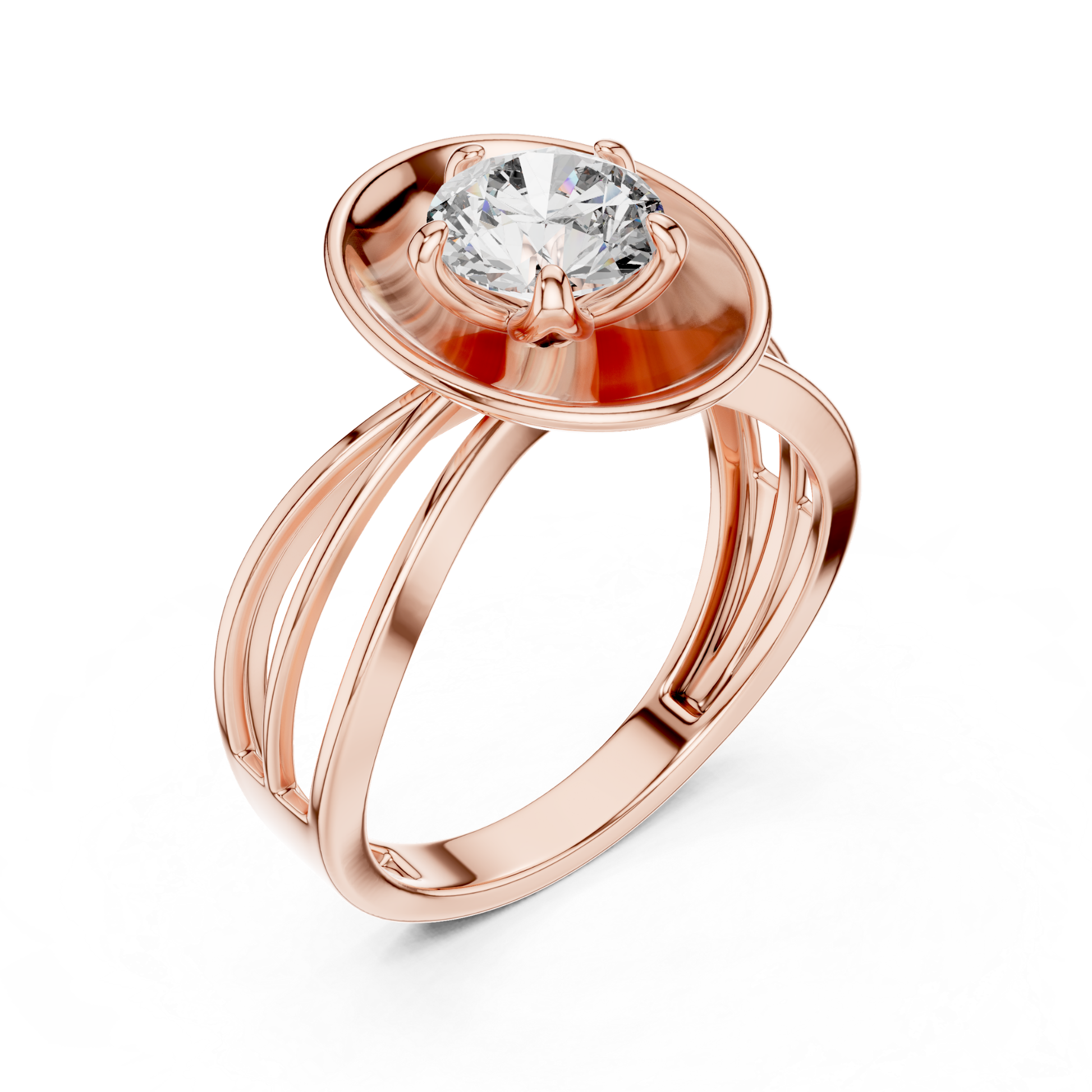 Rose gold round diamond oval halo ring angled view
Angled rose gold oval diamond ring with split band
Rose gold polished oval diamond ring angled design
Round diamond rose gold oval frame ring angle
Rose gold split shank round diamond ring design
Rose gold oval centerpiece diamond ring angled view
Modern rose gold round diamond oval ring design
Rose gold solitaire oval halo ring angled profile
Elegant rose gold oval diamond statement ring
Rose gold round diamond split band ring angle