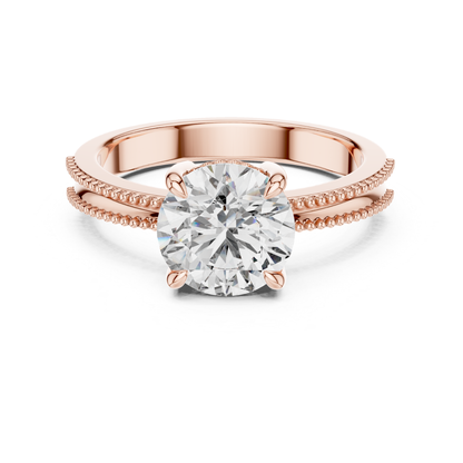 Rose gold round cut diamond split beaded band ring
Rose gold solitaire ring with split beaded shank
Round diamond engagement ring with split band
Four prong round diamond rose gold ring
Rose gold split shank solitaire diamond ring
Double beaded band round diamond ring
Round brilliant diamond split band rose gold ring
Rose gold ring with twin beaded shank
Classic round diamond split band engagement ring
Rose gold round solitaire split band ring