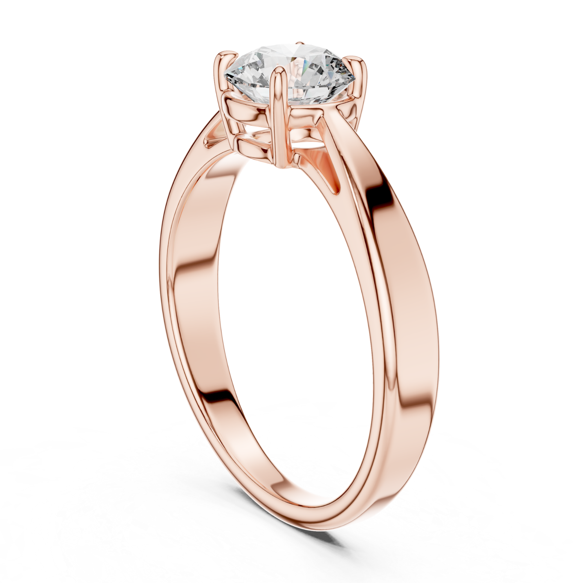 Rose gold round diamond ring profile view
Rose gold tapered band solitaire ring profile
Profile view of rose gold diamond ring
Rose gold polished round diamond ring setting
Raised round diamond setting in rose gold
Rose gold four prong diamond ring profile
Rose gold elegant tapered diamond ring design
Rose gold classic solitaire ring side profile
Rose gold round brilliant diamond ring profile
Rose gold engagement ring with tapered band