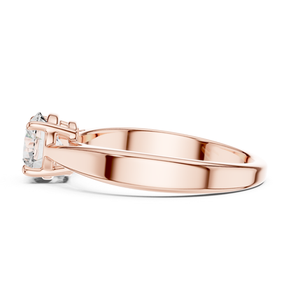Rose gold tapered diamond ring side profile
Rose gold round diamond ring gallery view
Side view of rose gold solitaire diamond ring
Rose gold round cut diamond ring profile
Rose gold four prong diamond ring side detail
Raised round diamond setting in rose gold
Rose gold polished tapered band profile
Rose gold elegant solitaire ring side angle
Rose gold classic diamond ring side design
Rose gold round brilliant diamond ring profile