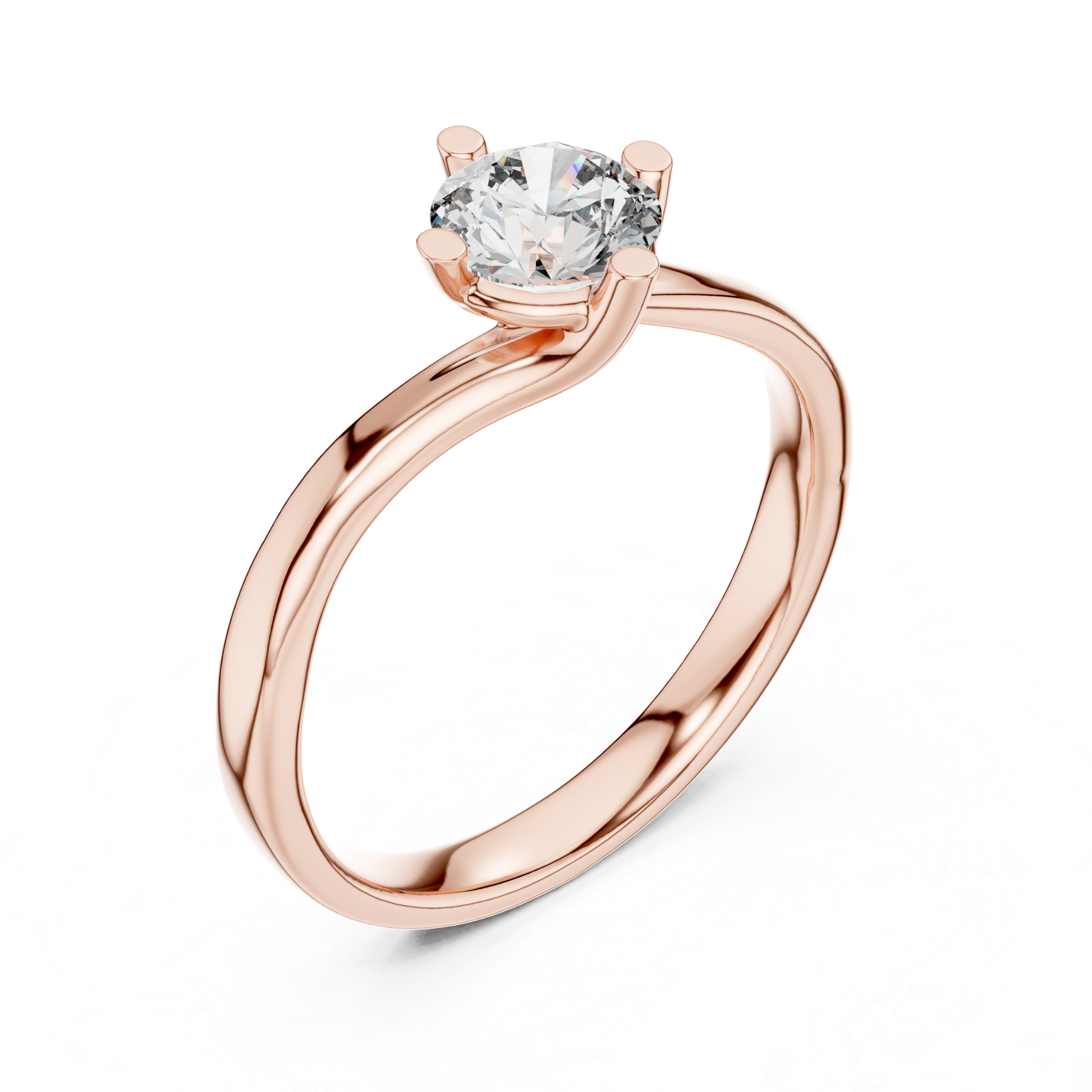 Perspective view rose gold twisted solitaire ring
Rose gold round diamond engagement ring angle
Twisted band solitaire diamond ring rose gold
Rose gold prong set diamond solitaire ring
Minimal round diamond ring perspective view
Elegant twisted diamond band rose gold
Modern solitaire engagement ring rose gold angle
Round diamond twist band ring rose gold
Classic rose gold solitaire ring perspective
Rose gold round diamond promise ring angle