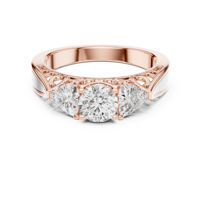 Rose gold round cut three stone diamond ring
Rose gold three stone diamond ring center design
Round diamond ring rose gold side stones style
Rose gold engagement ring three stone elegant
Rose gold diamond ring round cut center setting
Three stone ring rose gold polished design
Rose gold ring trio diamond arrangement look
Round cut diamond ring rose gold classic style
Rose gold fine diamond ring three stone structure
Classic three stone diamond ring rose gold style