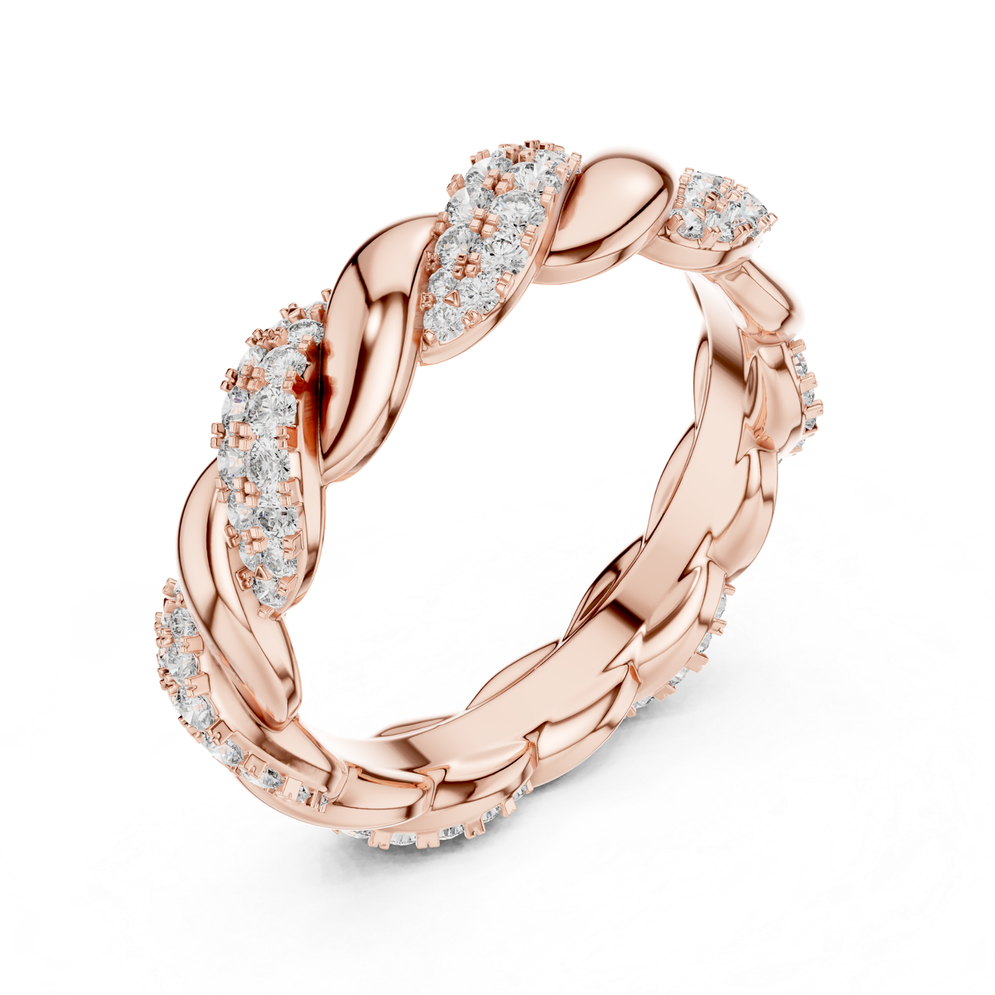 Rose gold diamond braided eternity band
Braided diamond ring in rose gold
Rose gold twisted leaf diamond band
Diamond braided eternity ring with leaf design
Rose gold curved diamond eternity band
Elegant braided diamond wedding ring
Rose gold nature inspired diamond band
Twisted rose gold ring with diamonds
Diamond accented braided band ring
Rose gold leaf braid eternity ring