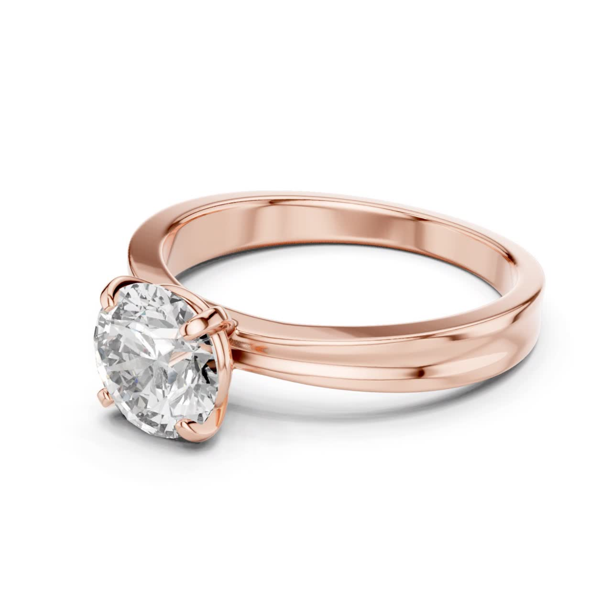 Rose gold round diamond ring from angle view
Rose gold classic solitaire diamond ring angle
Rose gold round cut diamond ring profile angle
Angled rose gold round diamond engagement ring
Rose gold polished round diamond ring side angle
Round diamond rose gold solitaire ring perspective
Rose gold elegant round diamond ring close angle
Rose gold four prong round diamond ring angle
Rose gold minimal round diamond ring angled view
Rose gold round diamond bridal ring angle