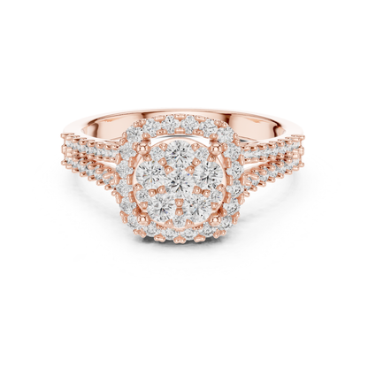 Rose gold round diamond cluster halo ring
Round diamond cluster ring in rose gold
Rose gold halo ring with round diamonds
Luxury rose gold diamond cluster engagement ring
Round diamond halo cluster ring front view
Elegant rose gold round diamond statement ring
Sparkling round diamond cluster ring with halo
Rose gold bridal ring with round diamonds
Premium round diamond cluster halo ring design
Rose gold ring with round diamond halo setting