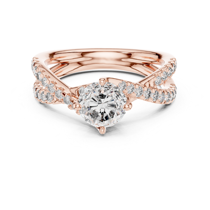 Rose gold round diamond criss cross engagement ring
Round diamond crossover engagement ring design
Rose gold split shank diamond ring style
Criss cross diamond ring for women jewelry
Round solitaire diamond crossover ring setting
Rose gold pave diamond engagement ring band
Twisted diamond band with round center stone ring
Lab diamond criss cross ring in rose gold metal
Elegant crossover diamond ring design setting
Round diamond split band engagement ring style
