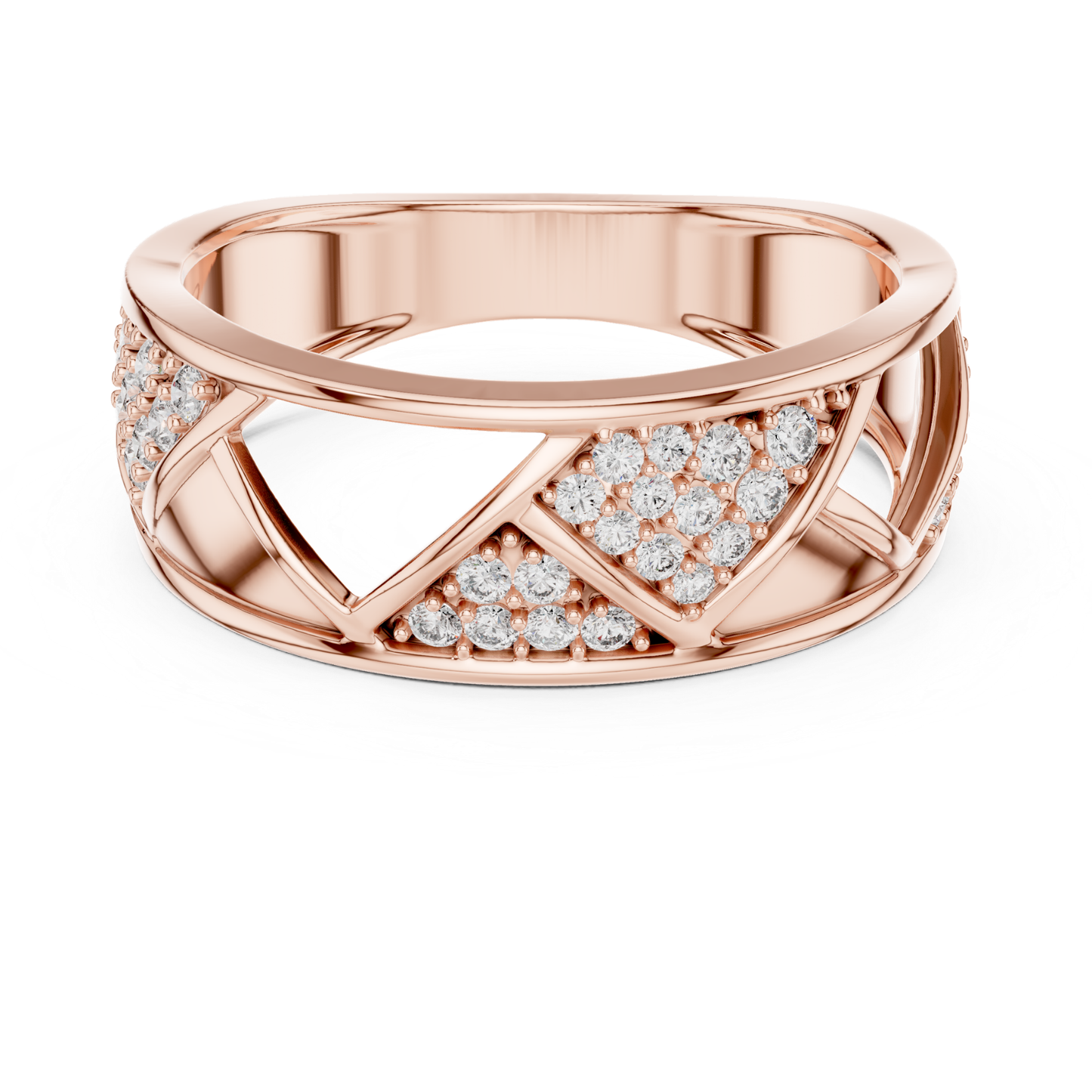 Rose gold ring with round diamond criss cross design
Elegant rose gold diamond band ring for women
Round diamond rose gold geometric pattern ring
Luxury rose gold open lattice diamond ring
Modern rose gold ring with sparkling round diamonds
Stylish criss cross rose gold diamond wedding band
Fine jewelry rose gold diamond statement ring
Handmade rose gold round diamond fashion ring
Unique rose gold diamond anniversary ring design
Rose gold designer ring with pave round diamonds