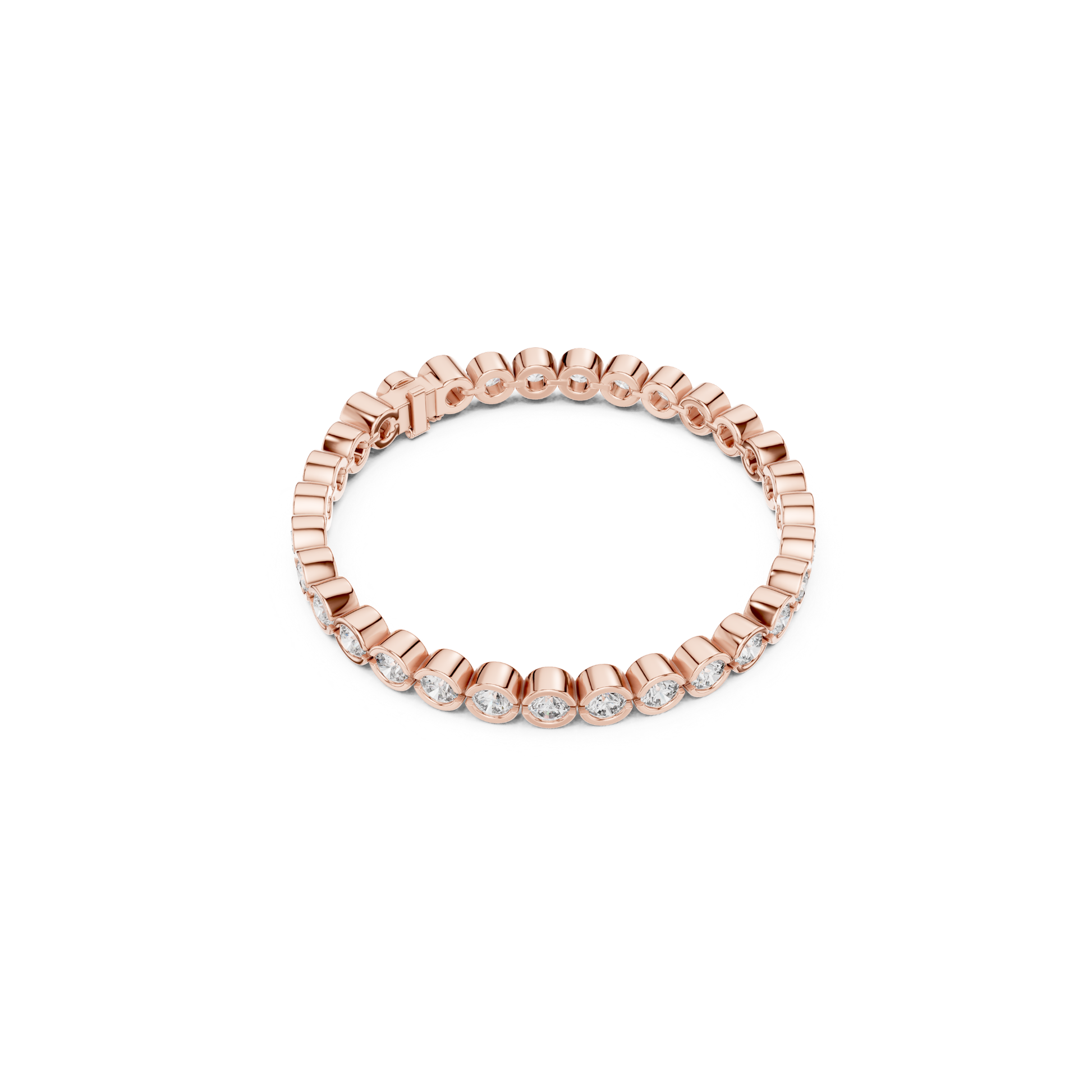 Rose gold round diamond eternity bracelet
Full circle diamond bracelet in rose gold
Round cut diamond wrist bracelet
Rose gold bracelet with continuous diamonds
Diamond eternity line bracelet design
Circular diamond bracelet top view
Rose gold round stone bracelet
Diamond bracelet with secure clasp closure
Elegant round diamond bracelet profile
Rose gold diamond jewelry bracelet