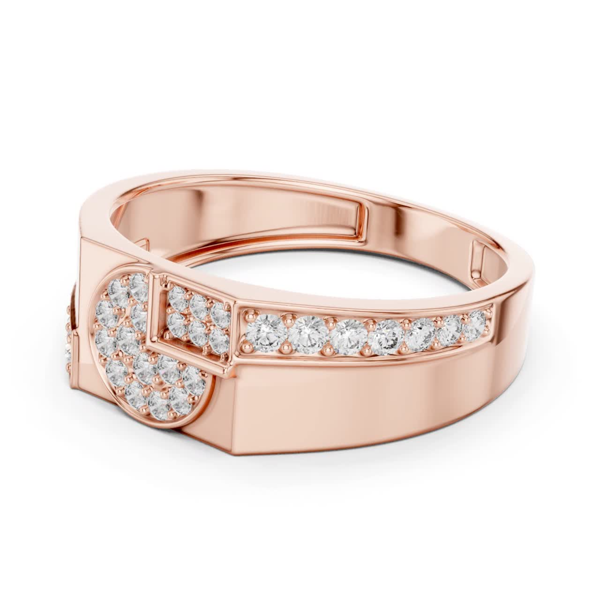 Side view rose gold round diamond geometric band ring
Rose gold round diamond modern band ring angle
Geometric rose gold diamond statement ring side view
Polished rose gold round diamond fashion band ring
Luxury rose gold geometric designer diamond ring
Sleek rose gold round diamond wide band ring
Contemporary rose gold diamond accented band ring
Elegant rose gold geometric diamond ring profile
Minimal rose gold round diamond ring
Rose gold modern geometric diamond band side angle