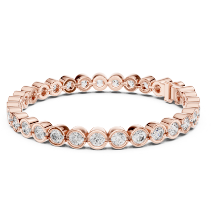Rose gold round diamond halo link bracelet
Round diamond circle frame bracelet in rose gold
Rose gold diamond bracelet with linked bezels
Diamond halo station bracelet design
Rose gold bracelet with round brilliant stones
Circular diamond link bracelet with clasp
Rose gold diamond chain tennis bracelet
Round stone bracelet with polished gold finish
Diamond bracelet featuring circle settings
Rose gold round diamond wrist bracelet