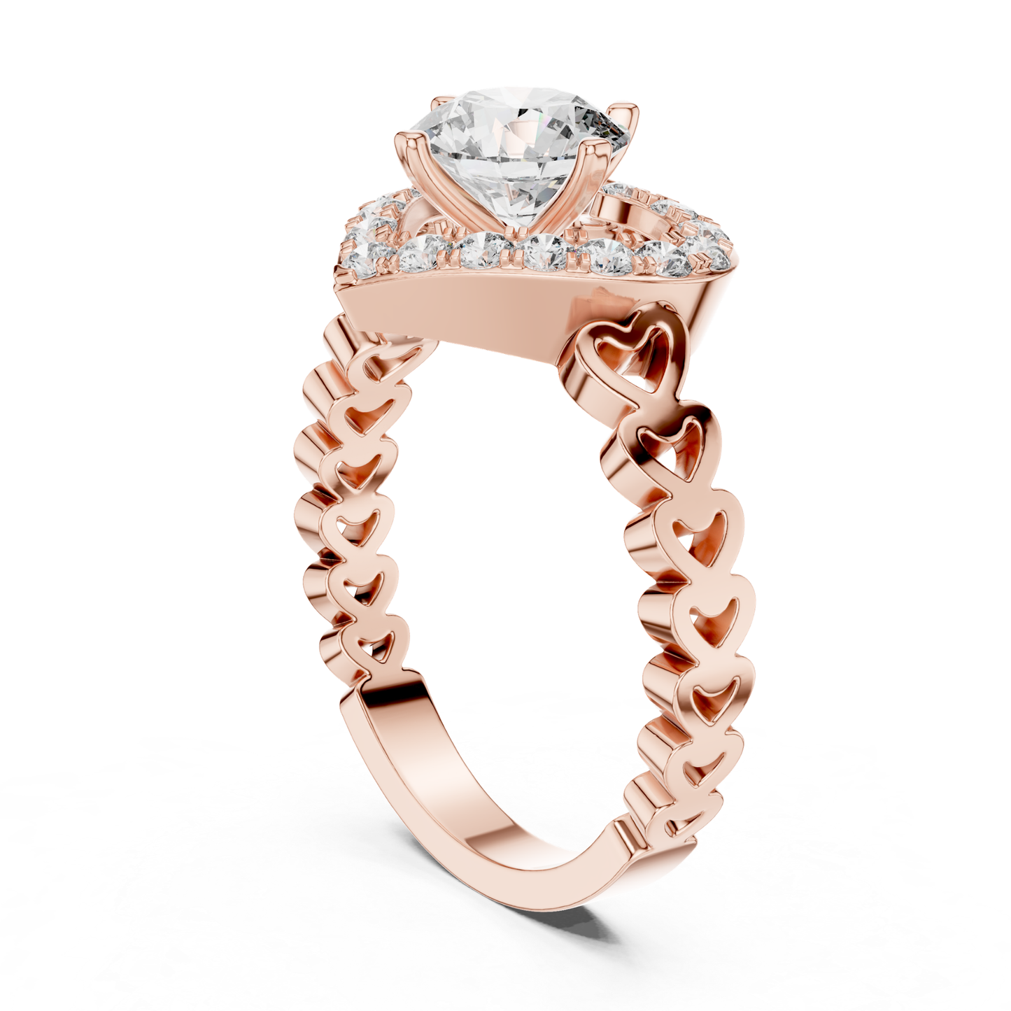 Rose gold heart halo ring gallery view design
Gallery view round diamond heart halo gold ring
Rose gold heart diamond ring under gallery view
Heart halo gallery setting with round diamond
Rose gold diamond heart ring gallery profile
Open gallery heart halo diamond ring design
Rose gold elevated heart halo ring setting
Round diamond heart gallery ring side angle
Rose gold heart halo ring mounting design
Cathedral style heart halo diamond ring view