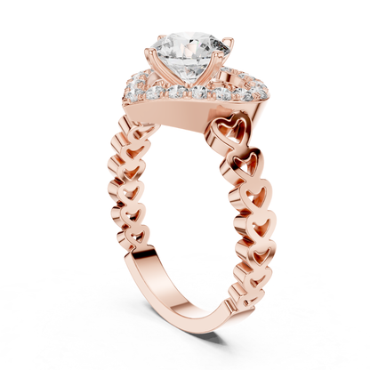 Rose gold heart halo ring gallery view design
Gallery view round diamond heart halo gold ring
Rose gold heart diamond ring under gallery view
Heart halo gallery setting with round diamond
Rose gold diamond heart ring gallery profile
Open gallery heart halo diamond ring design
Rose gold elevated heart halo ring setting
Round diamond heart gallery ring side angle
Rose gold heart halo ring mounting design
Cathedral style heart halo diamond ring view