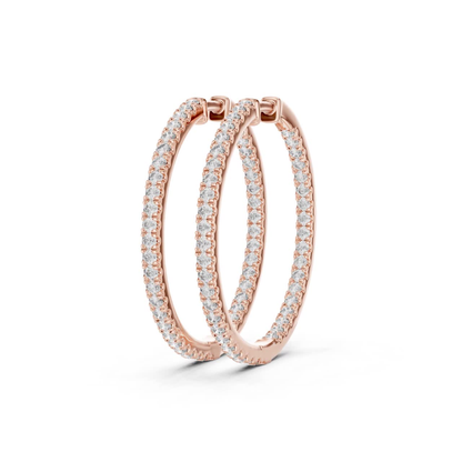 Side view of rose gold round diamond hoop earrings
Round diamond hoop earrings side profile in rose gold
Rose gold hoop earrings with round diamonds side view
Side angle round diamond hoop earrings in rose gold
Prong set round diamond hoop earrings side view
Rose gold round diamond hoops side perspective
Slim hoop earrings with round diamonds side view
Double row round diamond hoop earrings side angle
Fine rose gold diamond hoop earrings side profile
Round cut diamond hoop earrings side view design