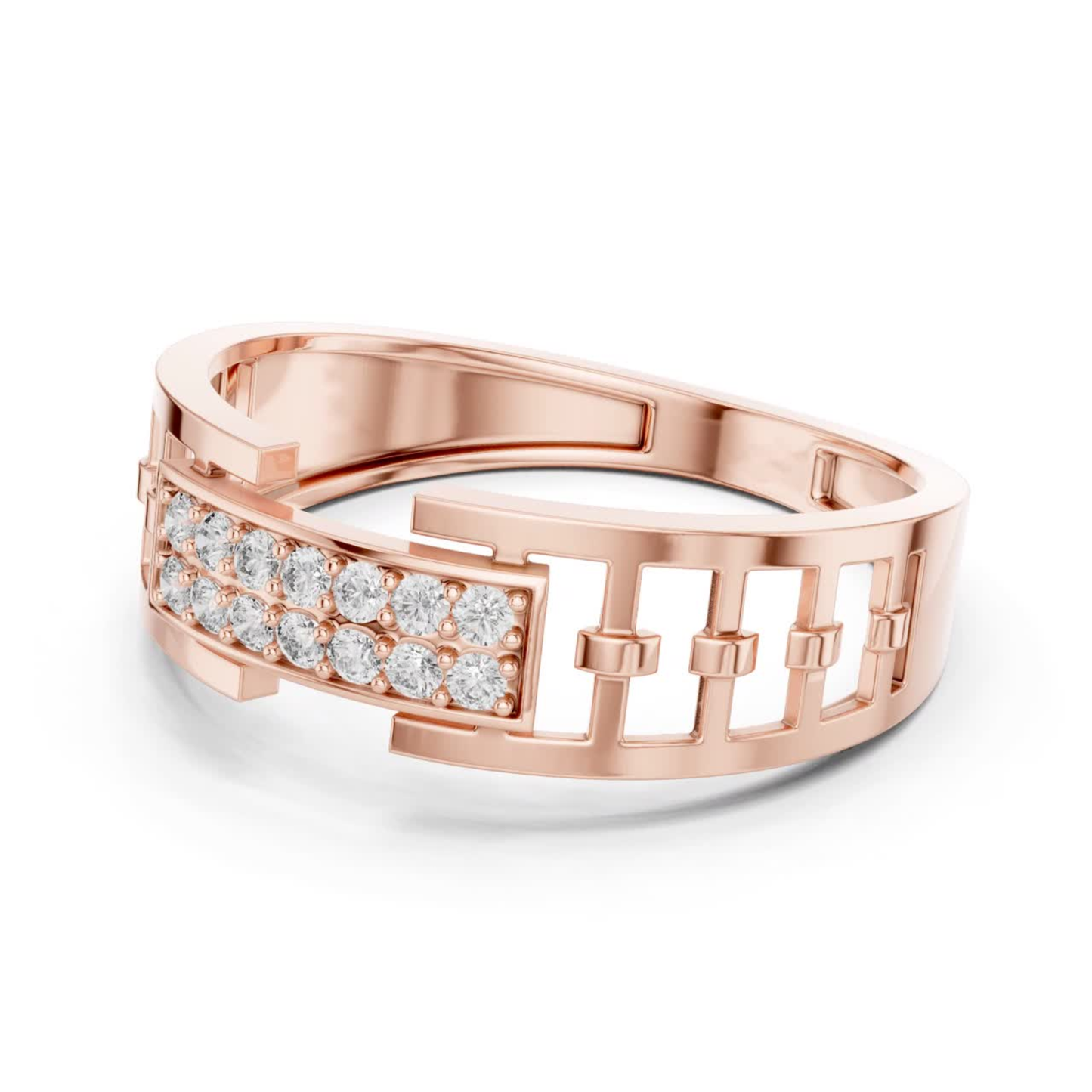 Rose gold round diamond open designer ring
Luxury rose gold ring with sparkling diamonds
Elegant rose gold geometric diamond ring
Stylish rose gold open pattern diamond band
Premium rose gold round diamond fashion ring
Modern rose gold statement ring with pave diamonds
High polish rose gold designer diamond ring
Bold rose gold ring featuring round cut diamonds
Exclusive rose gold luxury diamond band ring
Designer rose gold open style diamond jewelry ring