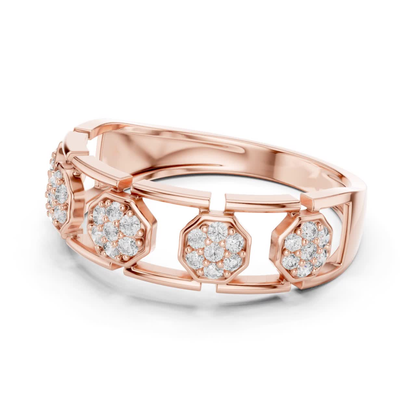 Rose gold round diamond open hexagon ring
Modern rose gold geometric cluster diamond ring
Rose gold hexagon motif diamond band ring
Round diamond rose gold openwork fashion ring
Rose gold linked hexagon diamond ring design
Contemporary rose gold patterned band ring
Rose gold designer round diamond ring
Elegant rose gold geometric fashion band
Rose gold open structure diamond ring
Round diamond rose gold hexagon style ring