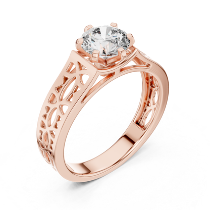 Rose gold round diamond openwork band angled view
Angled rose gold solitaire diamond band ring design
Rose gold openwork round diamond ring side angle
Rose gold carved band with round diamond design
Round diamond rose gold polished open band ring
Six prong rose gold round diamond ring profile
Rose gold decorative openwork solitaire band ring
Wide rose gold round diamond ring angled design
Rose gold handcrafted cutout diamond band ring
Modern rose gold openwork round diamond band