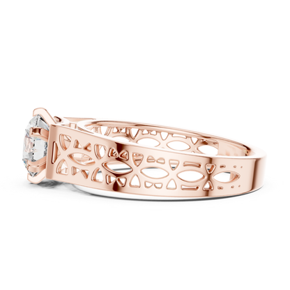 Rose gold round diamond openwork band profile view
Rose gold side profile round diamond band design
Rose gold carved openwork diamond ring profile
Round diamond rose gold cutout band profile ring
Rose gold polished open pattern diamond band ring
Side profile rose gold solitaire diamond band ring
Rose gold decorative openwork ring with diamond
Wide rose gold round diamond profile band design
Rose gold handcrafted openwork diamond ring side
Modern rose gold round diamond open band profile