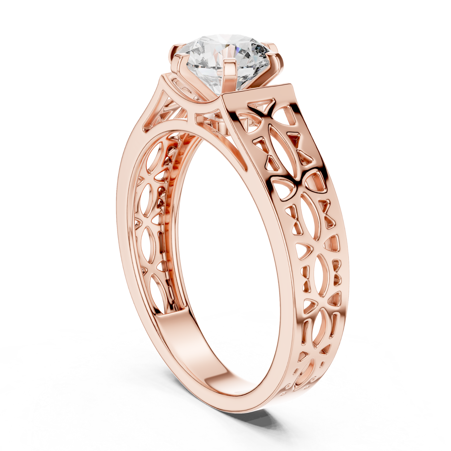 Rose gold round diamond openwork band side profile
Rose gold solitaire diamond ring side profile view
Rose gold openwork band with round diamond design
Side profile rose gold carved diamond band ring
Rose gold polished round diamond open band design
Six prong rose gold solitaire diamond ring profile
Rose gold decorative cutout diamond band design
Wide rose gold round diamond side profile ring
Rose gold handcrafted openwork solitaire band ring
Modern rose gold round diamond ring side profile
