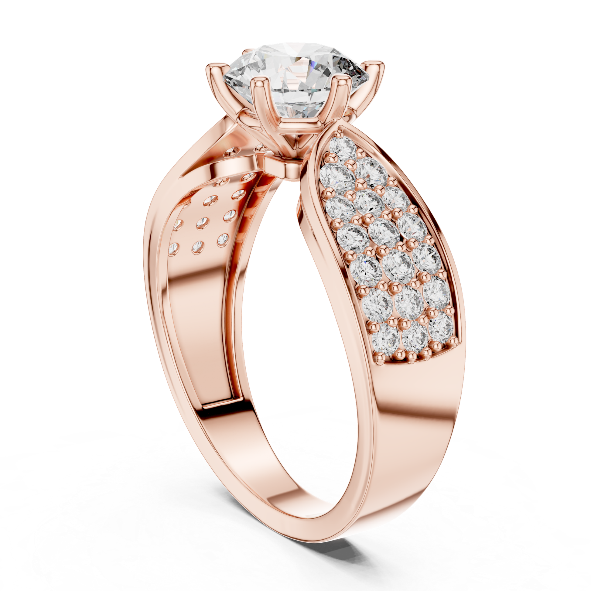 Rose gold round diamond pave solitaire ring gallery view
Rose gold gallery setting with round diamond ring
Round diamond rose gold gallery ring profile
Rose gold elevated pave diamond ring design
Six prong rose gold gallery diamond ring
Rose gold under gallery pave ring design
Modern rose gold round diamond gallery ring
Rose gold wide band gallery ring profile
Elegant rose gold raised diamond ring design
Rose gold brilliant diamond gallery setting