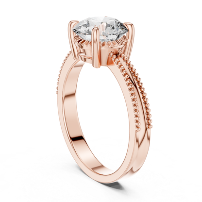 Rose gold round diamond split band ring profile view
Side profile rose gold round diamond split band ring
Rose gold solitaire ring with split shank profile
Four prong rose gold round diamond side profile
Round diamond split band engagement ring profile
Rose gold ring with double beaded split band
Open gallery round diamond split band rose gold ring
Raised round diamond rose gold solitaire ring
Polished rose gold split shank diamond ring
Rose gold round diamond engagement ring profile