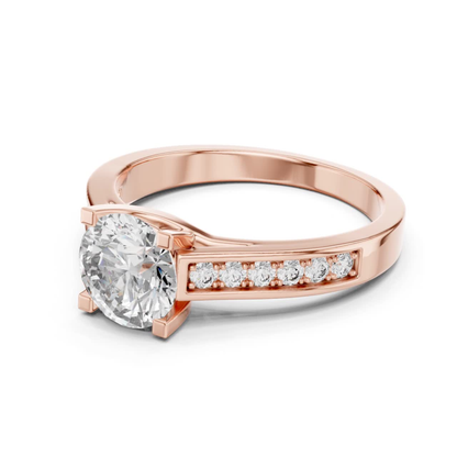Rose gold round solitaire channel diamond ring angle
Angled channel set diamond ring in rose gold
Rose gold channel band diamond ring design
Round diamond channel set solitaire ring style
Rose gold solitaire ring with channel diamonds
Polished rose gold channel diamond ring design
Minimal channel set solitaire diamond ring style
Round brilliant channel diamond ring rose gold
Rose gold round channel set diamond ring style
Classic channel diamond solitaire ring rose gold