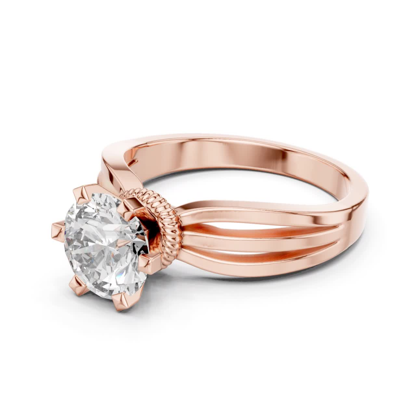 Rose gold round solitaire split shank diamond ring
Angled split shank round diamond ring in rose gold
Rose gold split band solitaire diamond ring
Round diamond split shank ring angle design
Rose gold solitaire ring with split band
Polished rose gold split shank diamond ring
Minimal split shank solitaire ring angle
Round brilliant diamond split shank ring design
Rose gold round diamond split band ring
Classic split shank diamond ring in rose gold
