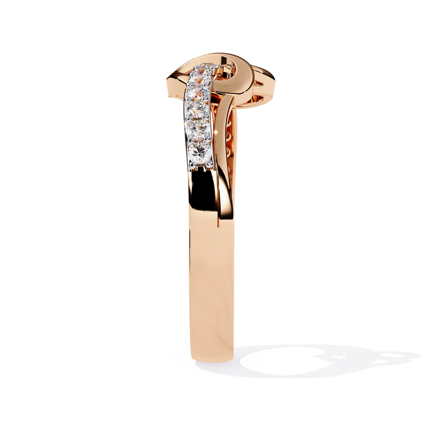 Rose gold ring side view with diamond row
Side profile rose gold band with diamonds
Rose gold ring showing curved diamond line
Side angle rose gold ring with stone setting
Rose gold band side view diamond detail
Curved rose gold ring side diamond work
Rose gold ring side profile with stones
Side look rose gold band diamond row
Rose gold ring side design with diamonds
Rose gold band showing side diamond line