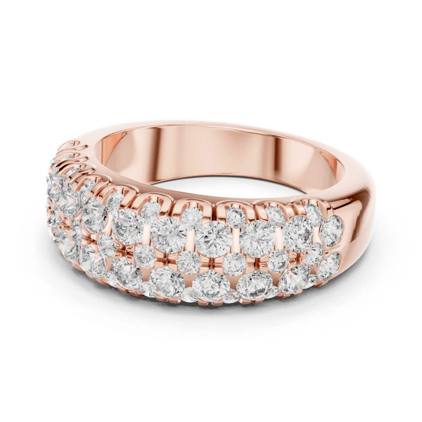 Side view rose gold multi row diamond band ring
Rose gold diamond band ring side angle view
Side profile rose gold round diamond statement band
Rose gold wide diamond ring with side perspective
Angled view rose gold multi row diamond ring
Rose gold Pave diamond band ring side view
Side angle rose gold round diamond anniversary band
Luxury rose gold diamond band ring side profile
Rose gold layered diamond ring with angled view
Side view rose gold wide band with round diamonds