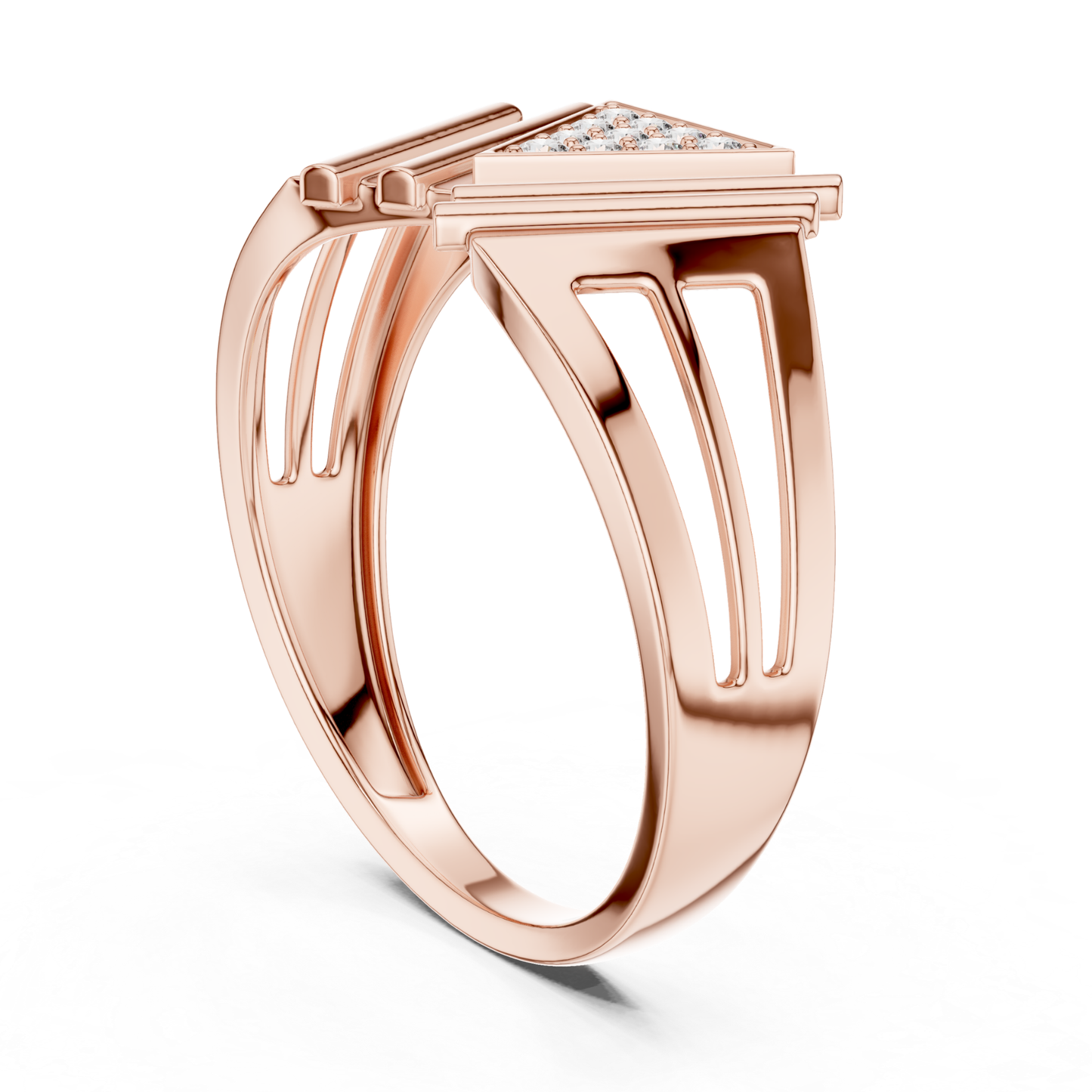 Rose gold triangle diamond ring side view design
Side angle rose gold geometric diamond ring
Modern rose gold triangle diamond ring profile
Rose gold open shank geometric ring side view
Luxury rose gold triangle pavé diamond ring angle
Rose gold split band diamond fashion ring side view
Designer rose gold geometric cocktail ring profile
Bold rose gold triangle diamond ring side design
Rose gold modern diamond statement ring side angle
Side profile rose gold geometric triangle band ring