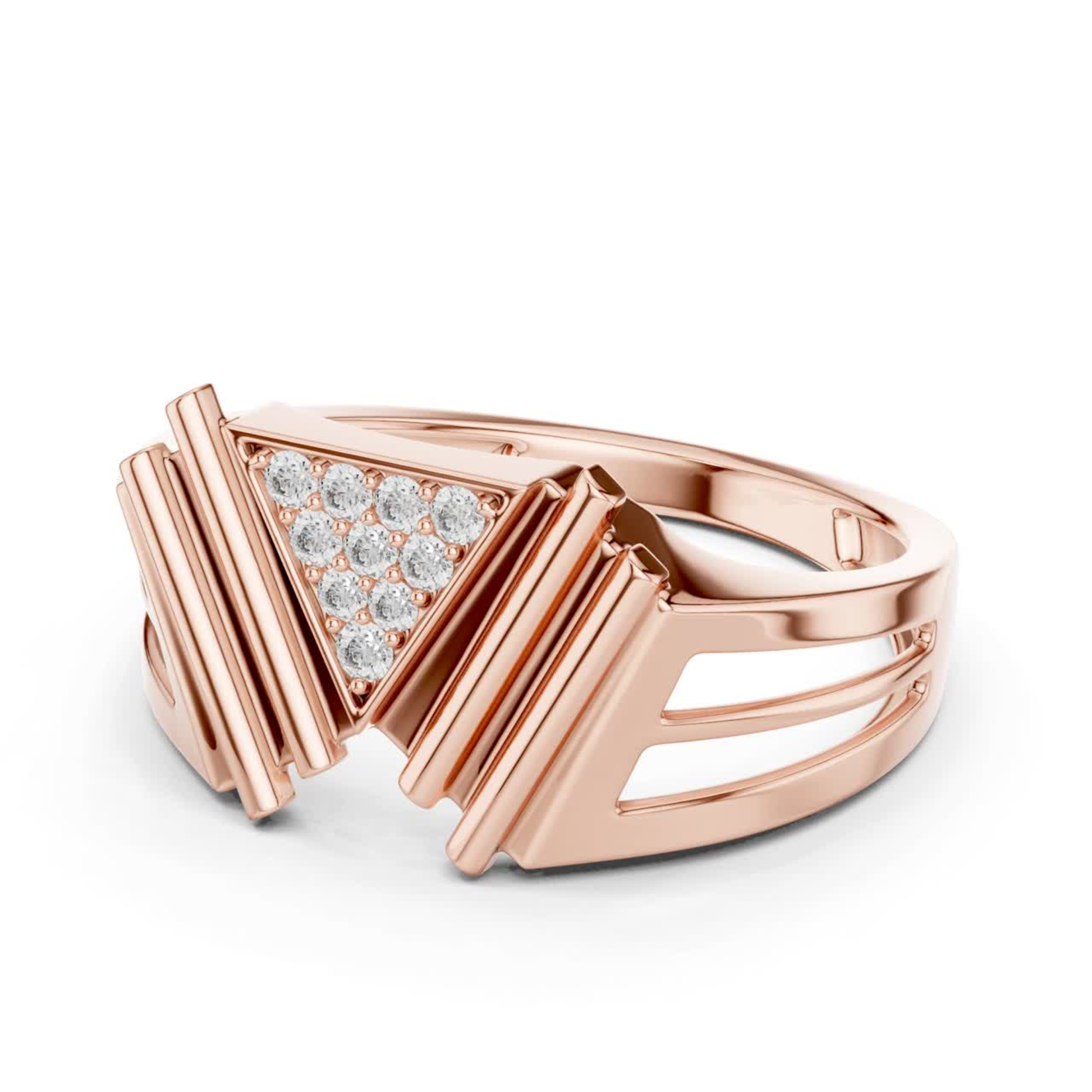 Side view rose gold triangle diamond ring
Rose gold geometric diamond ring side profile
Modern rose gold triangle diamond ring side angle
Rose gold open band geometric diamond ring view
Luxury rose gold triangle pavé diamond ring
Rose gold split shank diamond statement ring side view
Designer rose gold geometric cocktail ring profile
Bold rose gold triangle diamond fashion ring side angle
Rose gold round diamond geometric ring side design
Side profile rose gold triangle diamond ring