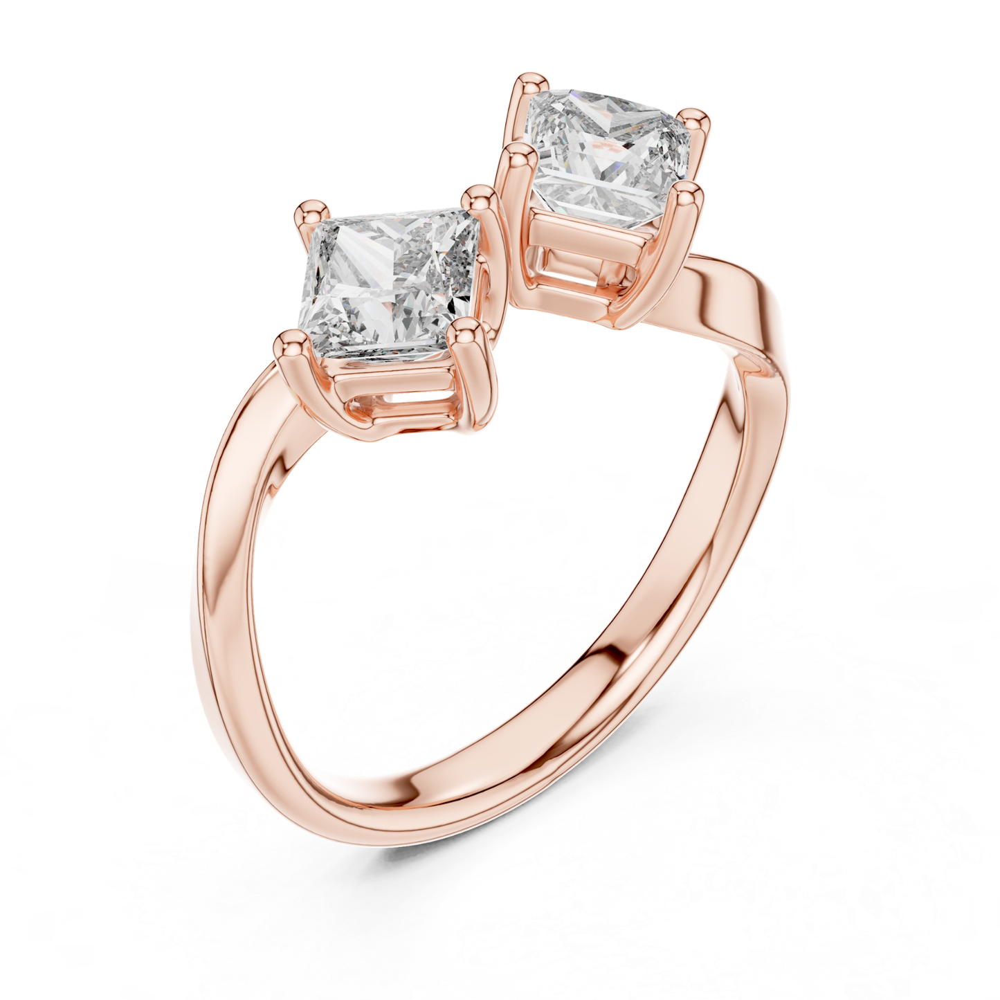 Rose gold twin princess diamond ring
Double princess cut diamond ring in rose gold
Rose gold bypass ring with princess diamonds
Modern rose gold twin diamond ring
Princess cut open style ring in rose gold
Elegant rose gold double diamond ring
Minimal twin princess diamond rose gold ring
Contemporary rose gold crossover diamond ring
Rose gold ring with two princess cut stones
Stylish rose gold twin diamond statement ring