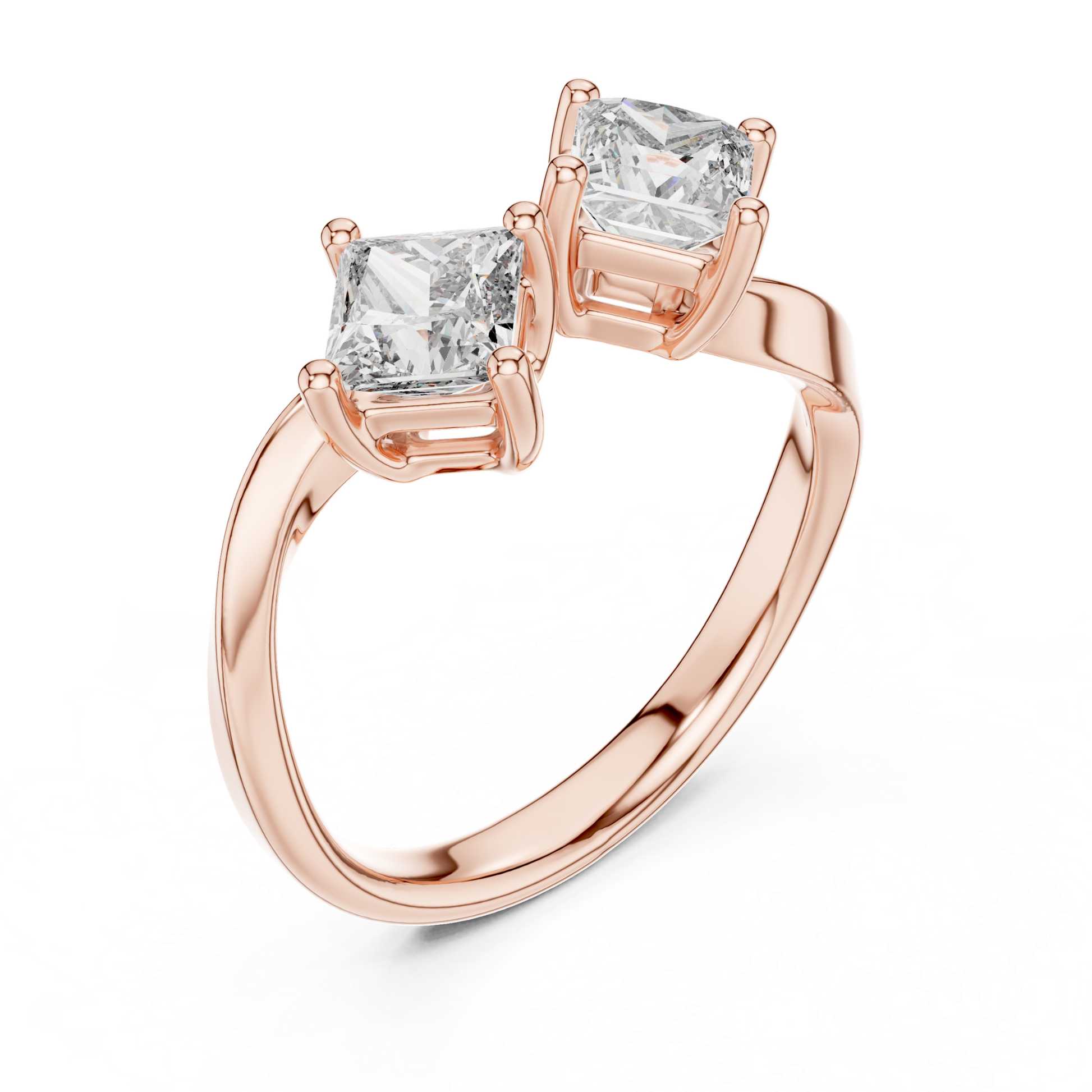 Rose gold twin princess diamond ring
Double princess cut diamond ring in rose gold
Rose gold bypass ring with princess diamonds
Modern rose gold twin diamond ring
Princess cut open style ring in rose gold
Elegant rose gold double diamond ring
Minimal twin princess diamond rose gold ring
Contemporary rose gold crossover diamond ring
Rose gold ring with two princess cut stones
Stylish rose gold twin diamond statement ring