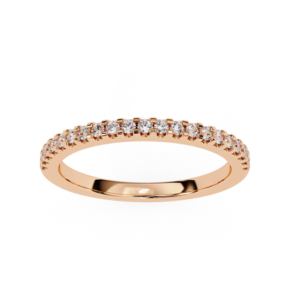 Round diamond half eternity band in rose gold with prong setting