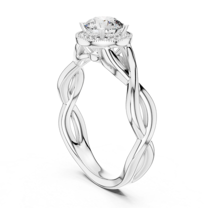 Round diamond halo twist ring side angle view
White gold round diamond halo ring side angle
Side angle round diamond halo engagement ring
White gold twisted halo diamond engagement ring
Round brilliant halo diamond ring side profile
Infinity twist round diamond halo ring design
Lab grown round diamond halo engagement ring
Polished white gold halo diamond ring design
Classic twist band round halo diamond ring
White gold round halo engagement ring profile