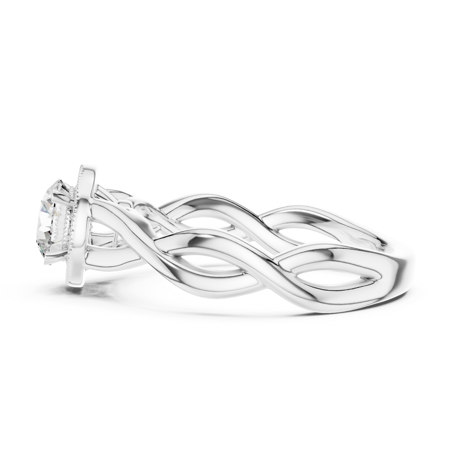 Round diamond halo twist ring side profile view
White gold round brilliant halo ring side profile
Side profile lab grown round diamond halo ring
White gold twisted band engagement ring
Milgrain halo diamond ring side view
Infinity twist solitaire diamond ring profile
Round brilliant halo diamond engagement ring
Lab grown round diamond halo engagement ring
Polished white gold engagement twist ring
Classic round diamond halo twist ring
