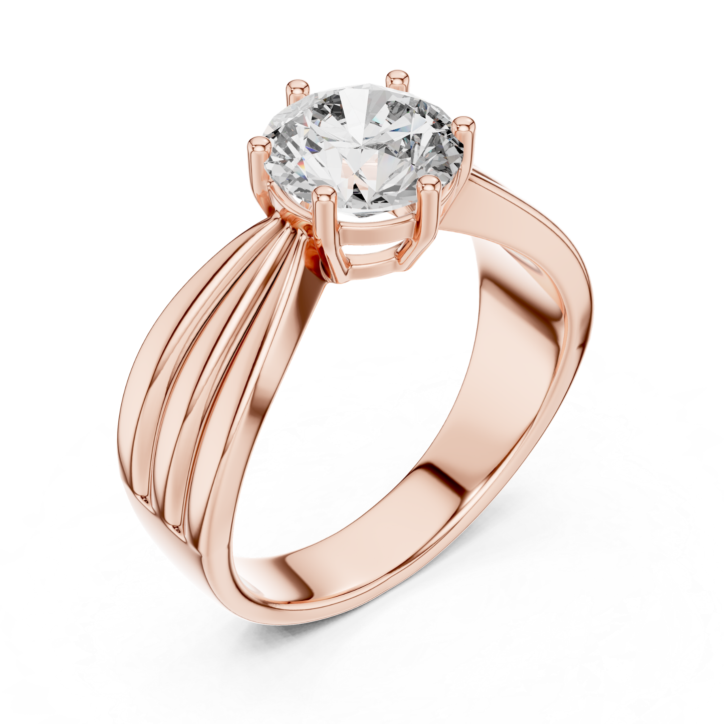 Round diamond split shank solitaire ring perspective view
Rose gold round diamond solitaire ring
Angled view round diamond engagement ring
Rose gold six prong diamond ring
Round brilliant diamond split shank ring
Polished rose gold solitaire ring
Lab grown round diamond rose gold ring
Cathedral setting round diamond ring
Modern split shank engagement ring
Round diamond rose gold ring perspective