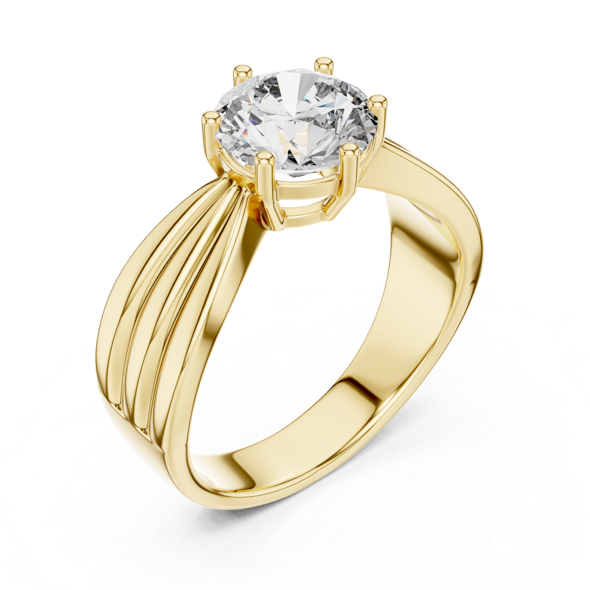 Round diamond split shank solitaire ring perspective view
Yellow gold round diamond solitaire ring
Angled view round diamond engagement ring
Yellow gold six prong diamond ring
Round brilliant diamond split shank ring
Polished yellow gold solitaire ring
Lab grown round diamond gold ring
Cathedral setting round diamond ring
Modern split shank engagement ring
Round diamond yellow gold ring perspective