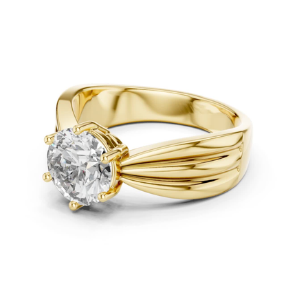 Round diamond split shank solitaire ring side angle view
Yellow gold round diamond solitaire ring
Side angle view of round diamond engagement ring
Yellow gold six prong diamond ring
Round brilliant diamond split shank ring
Polished yellow gold solitaire ring
Lab grown round diamond gold ring
Classic round diamond engagement ring
Tapered split shank diamond ring
Round solitaire diamond ring in yellow gold