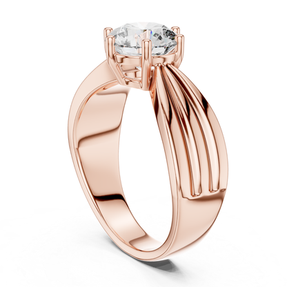 Round diamond split shank solitaire ring three quarter view
Rose gold round diamond ring three quarter view
Three quarter view engagement ring
Round brilliant diamond solitaire ring
Rose gold six prong diamond ring
Split shank round diamond rose gold ring
Polished rose gold engagement ring
Lab grown round diamond solitaire ring
Cathedral style diamond ring
Modern round diamond rose gold ring