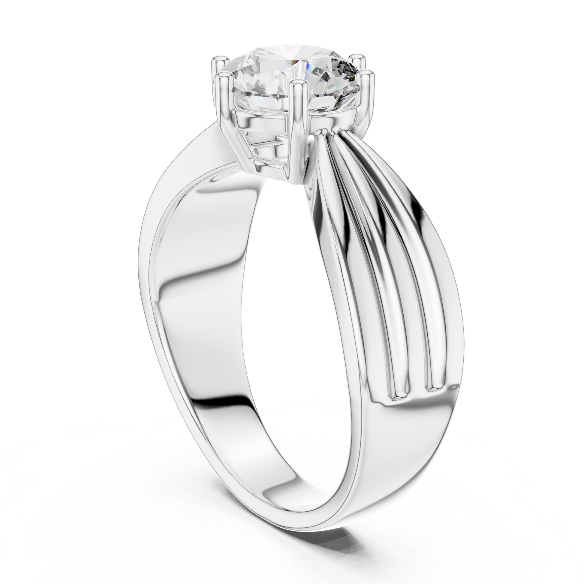 Round diamond split shank solitaire ring three quarter view
White gold round diamond ring three quarter view
Three quarter view engagement ring
Round brilliant diamond solitaire ring
White gold six prong diamond ring
Split shank round diamond white gold ring
Polished white gold engagement ring
Lab grown round diamond solitaire ring
Cathedral style diamond ring
Modern round diamond white gold ring